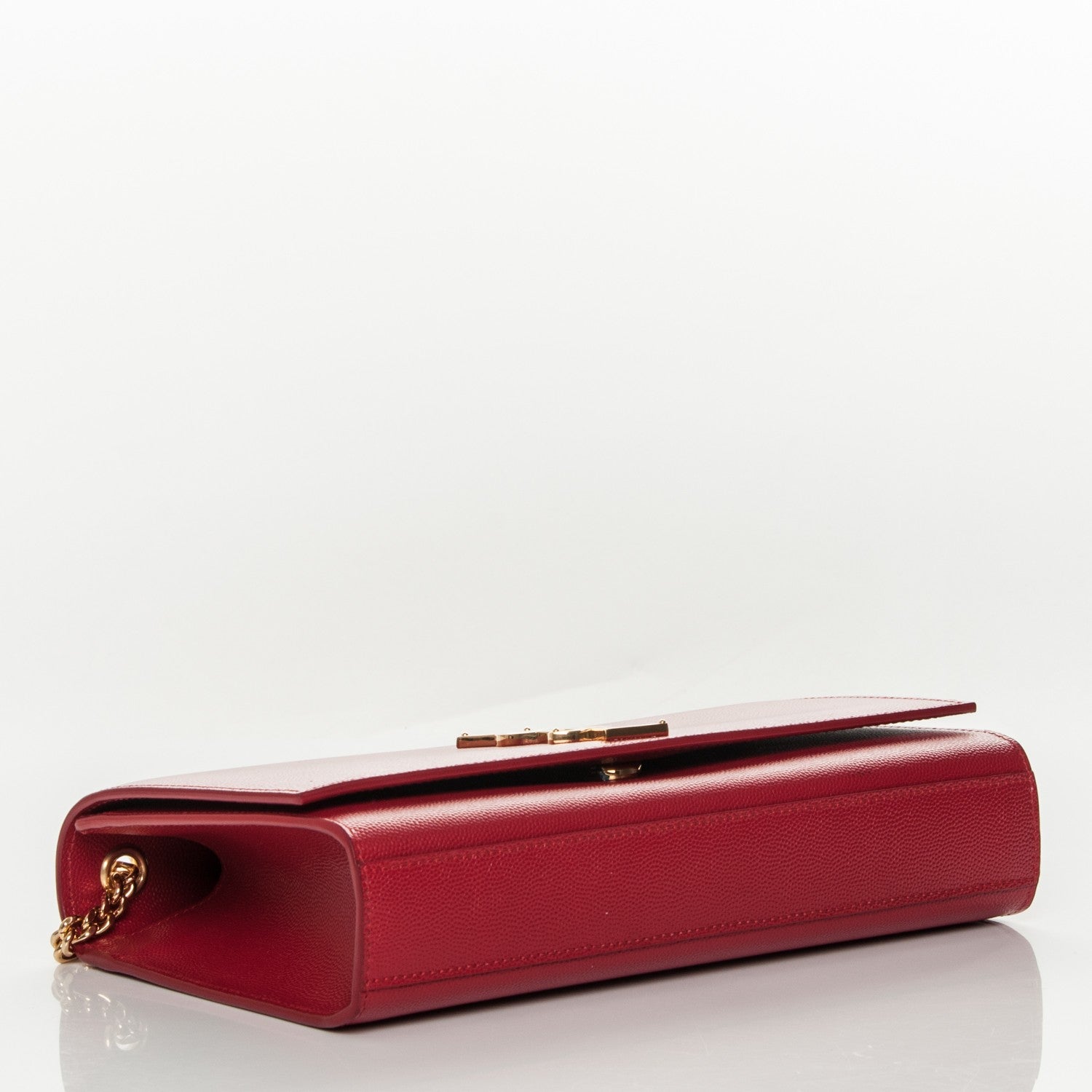 Saint Laurent Grain De Poudre Medium Monogram Kate Satchel Red 4 of 7
