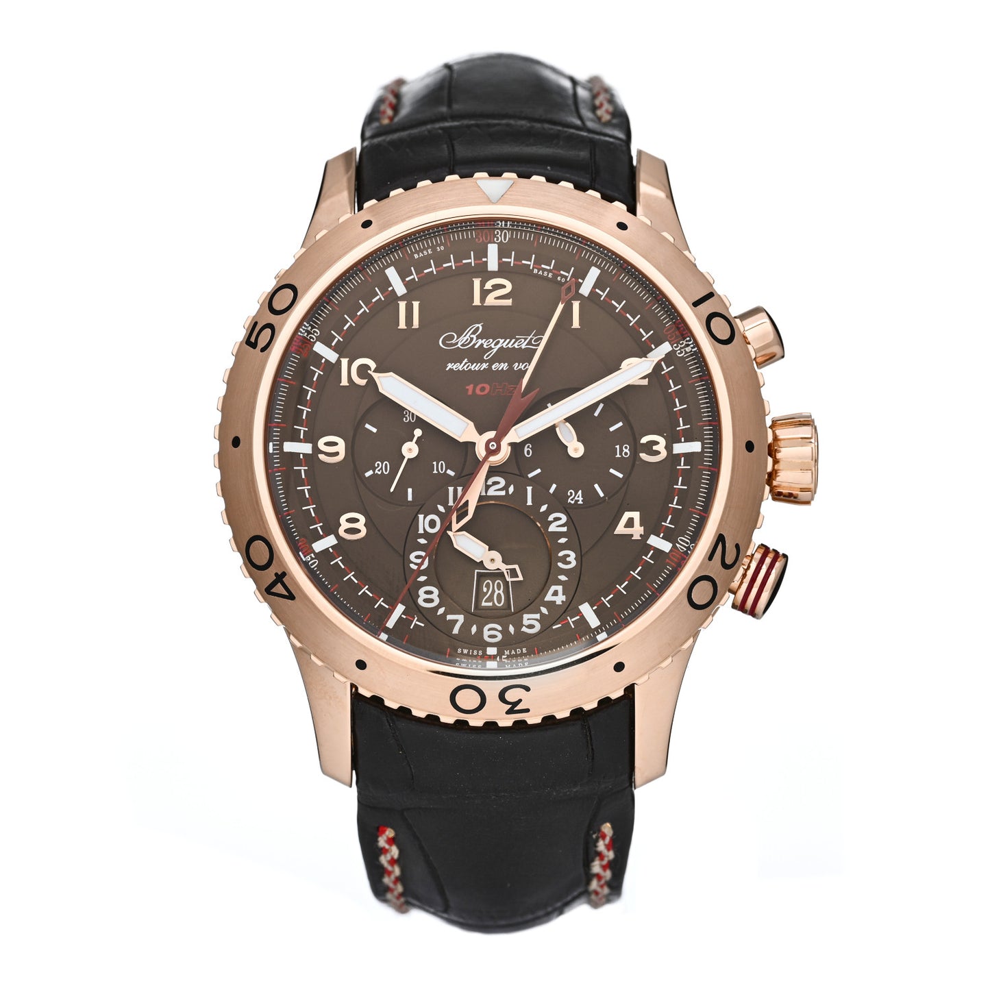 18K Rose Gold Alligator 44mm Type XXII Flyback Chronograph Automatic Watch Brown 3880BR/Z2/9XV