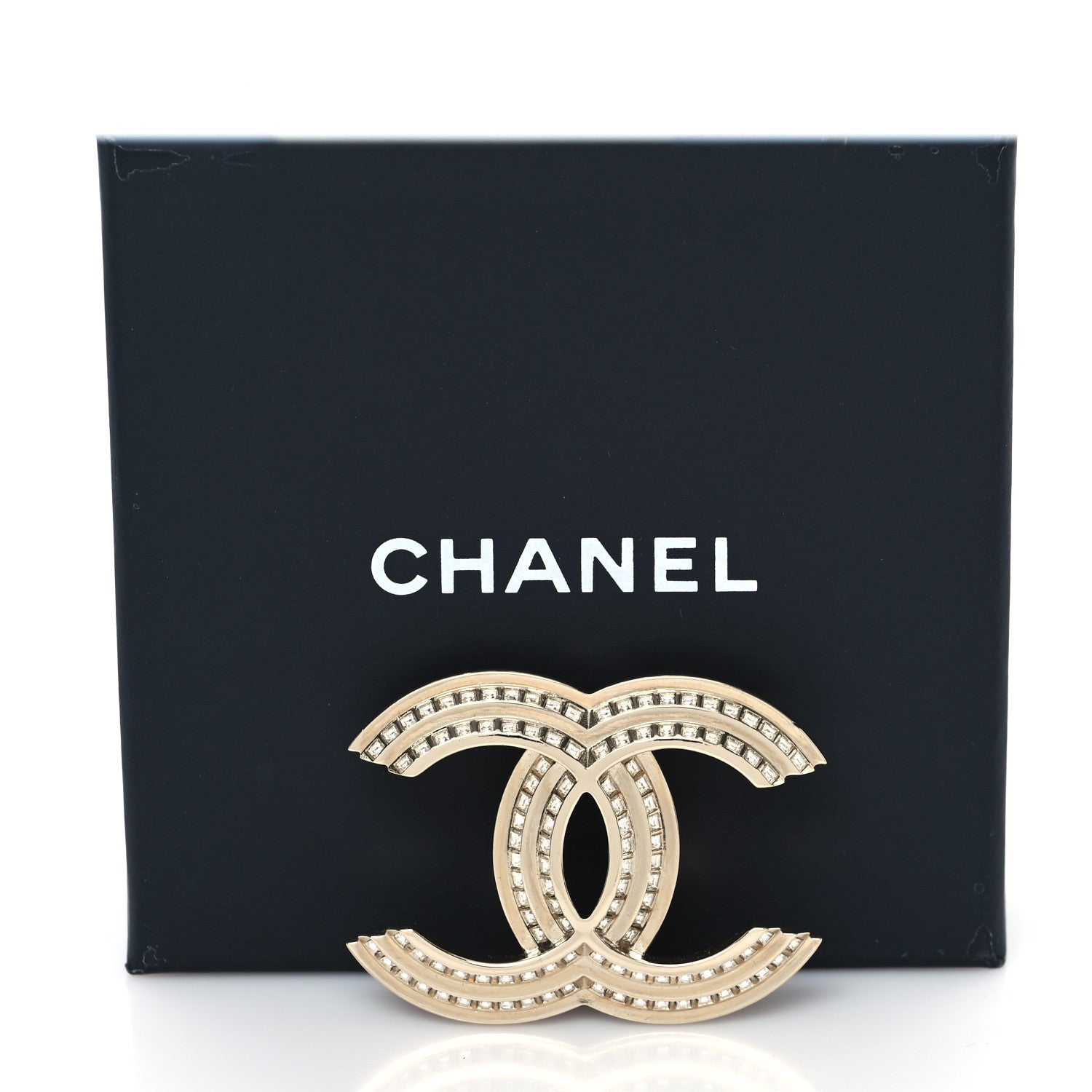 Chanel Crystal CC Brooch Light Gold 4 of 4