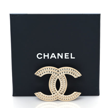 Chanel Crystal CC Brooch Light Gold 4 of 4
