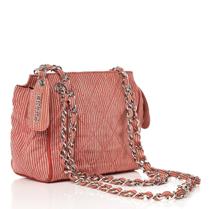 Chanel Toile Striped Quilted Mini Shoulder Bag Red 3 of 16