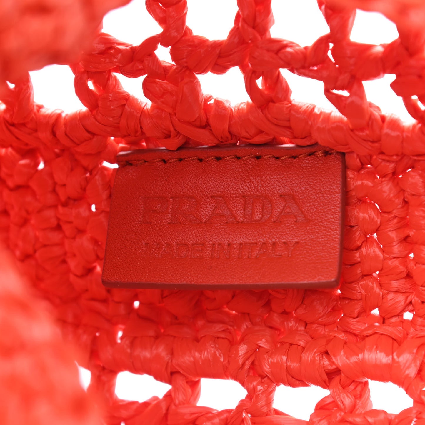 Yarn Raffia Effect Crochet Logo Embroidered Tote Bag Arancio