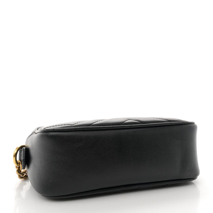 Gucci Calfskin Matelasse Mini GG Marmont Chain Shoulder Bag Black 4 of 11