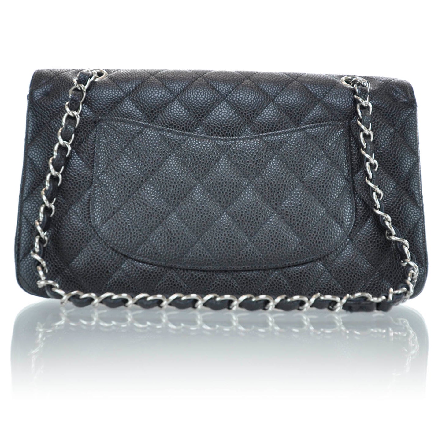 Caviar Quilted Medium Double Flap Black