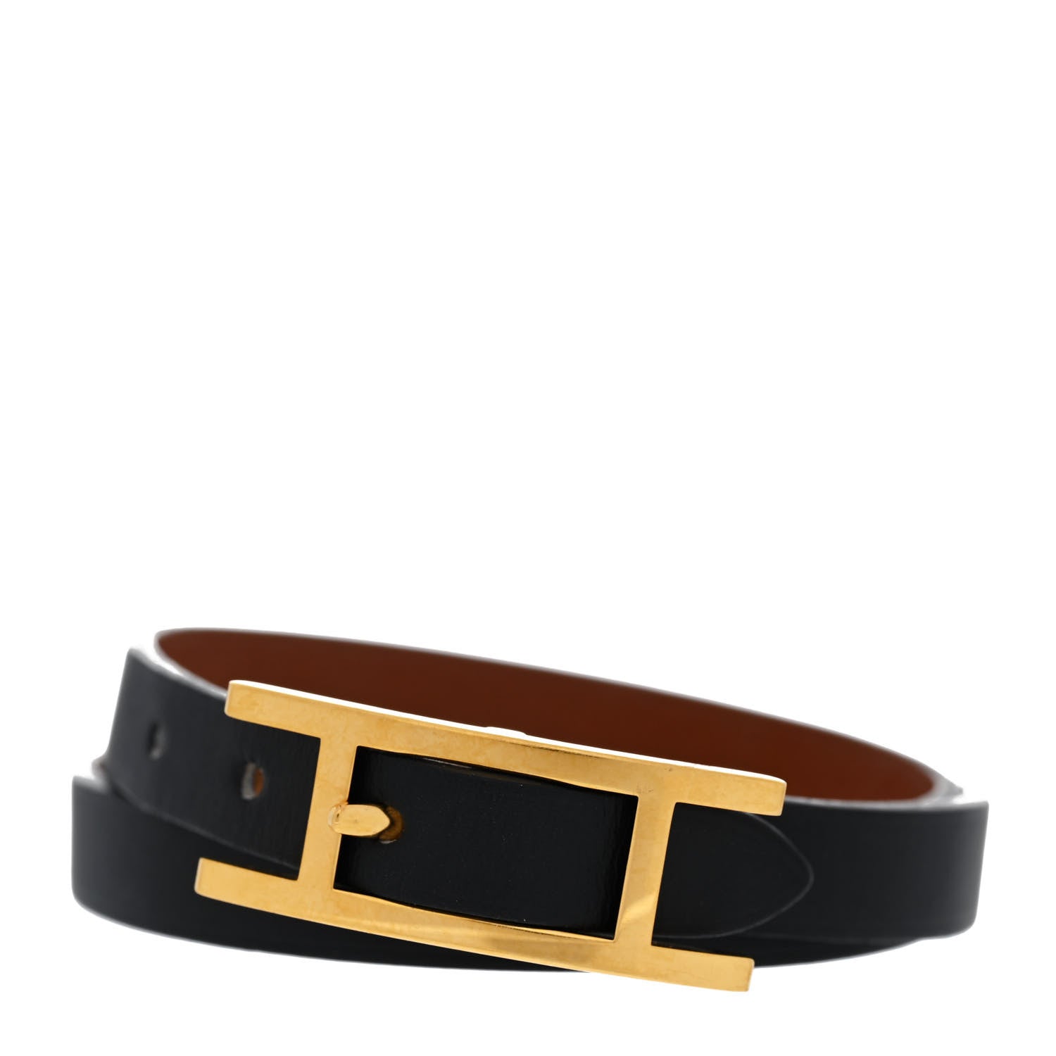Hermes Chamonix Behapi Double Tour Bracelet XS Black Fauve 1 of 7