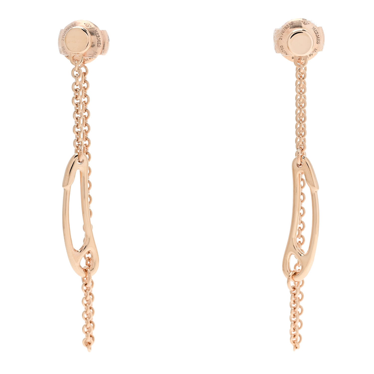 Hermes 18K Rose Gold TPM Chaine D'Ancre Punk Earrings 1 of 5