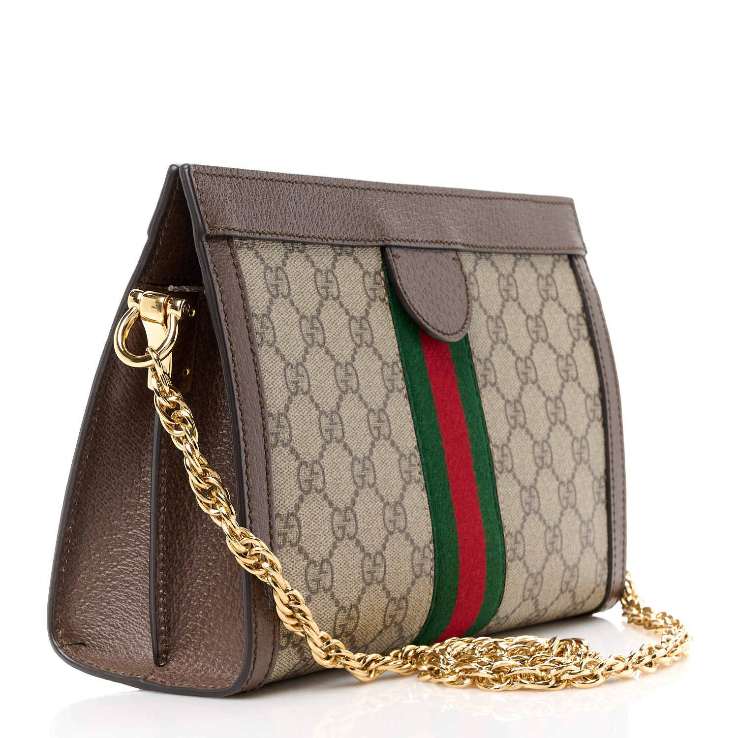 Gucci GG Supreme Monogram Web Small Ophidia Chain Shoulder Bag Brown 3 of 11