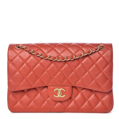 Chanel Pearly Caviar Quilted Jumbo Double Flap Orange 1 of 14