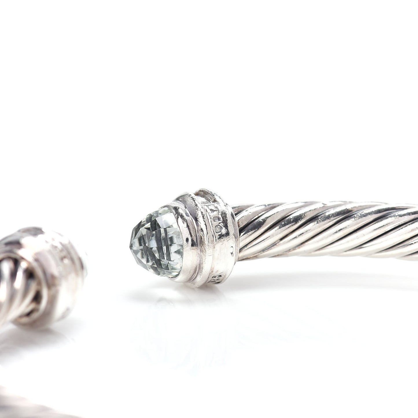 Sterling Silver Diamond Prasiolite 7mm Cable Classics Bracelet