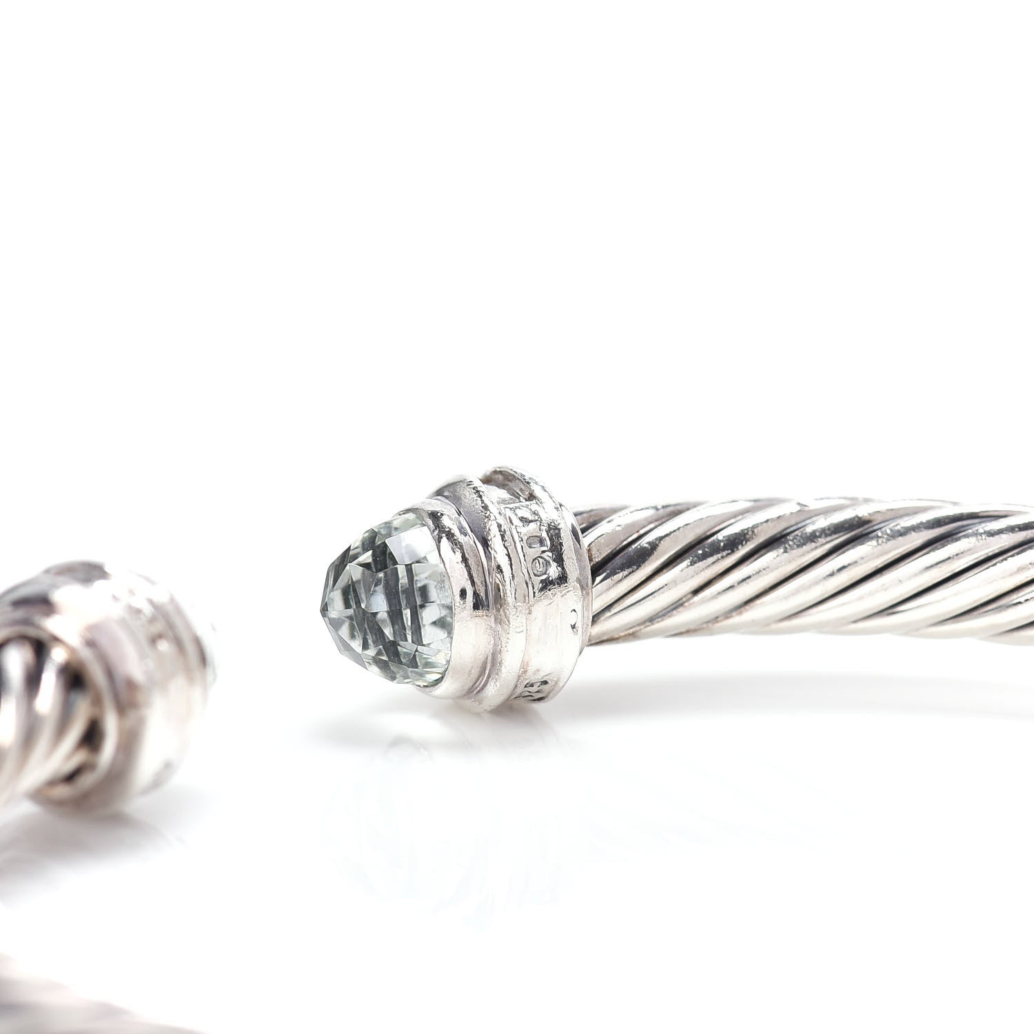 David Yurman Sterling Silver Diamond Prasiolite 7mm Cable Classics Bracelet 4 of 4
