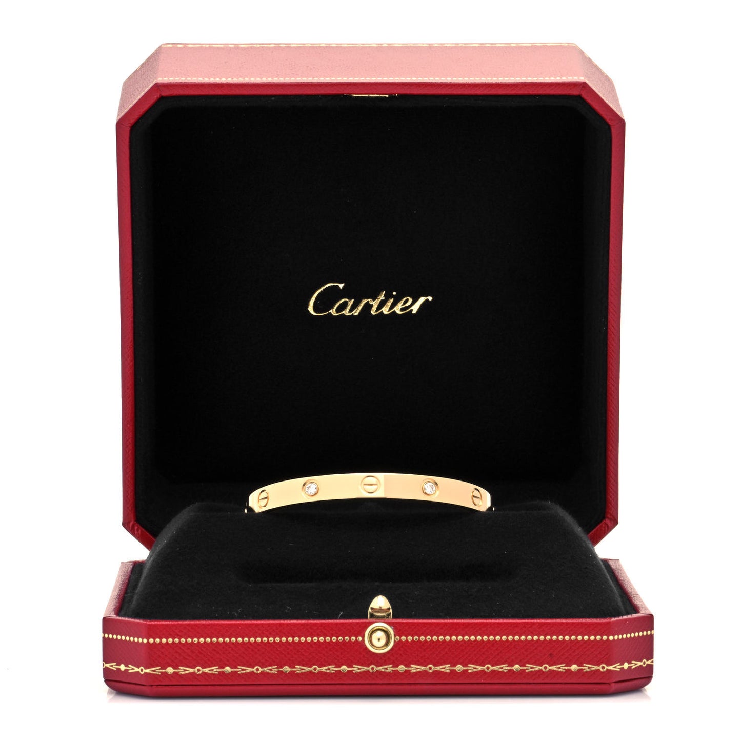 18K Yellow Gold 4 Diamond LOVE Bracelet 16