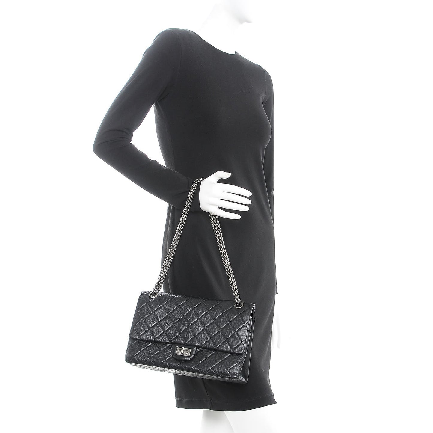 Aged Calfskin Quilted 2.55 Reissue 226 Flap Black