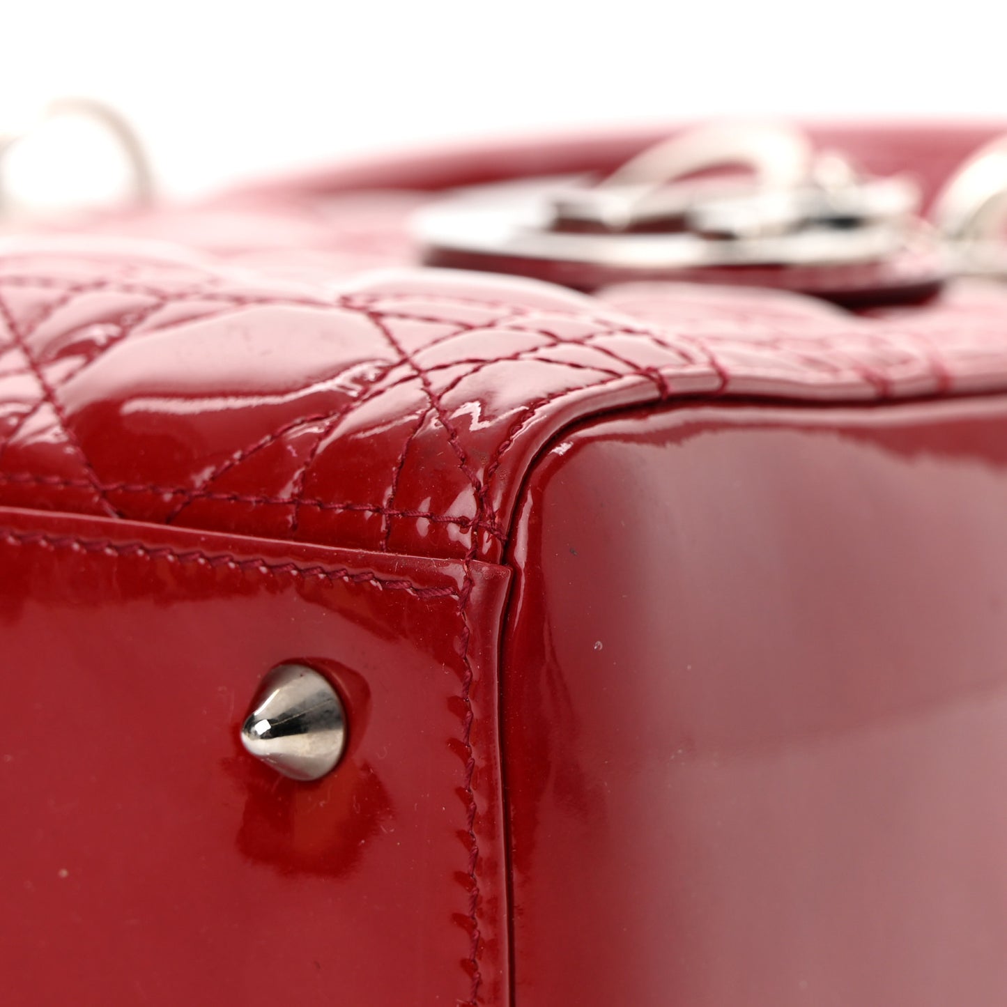 Patent Cannage Medium Lady Dior Red