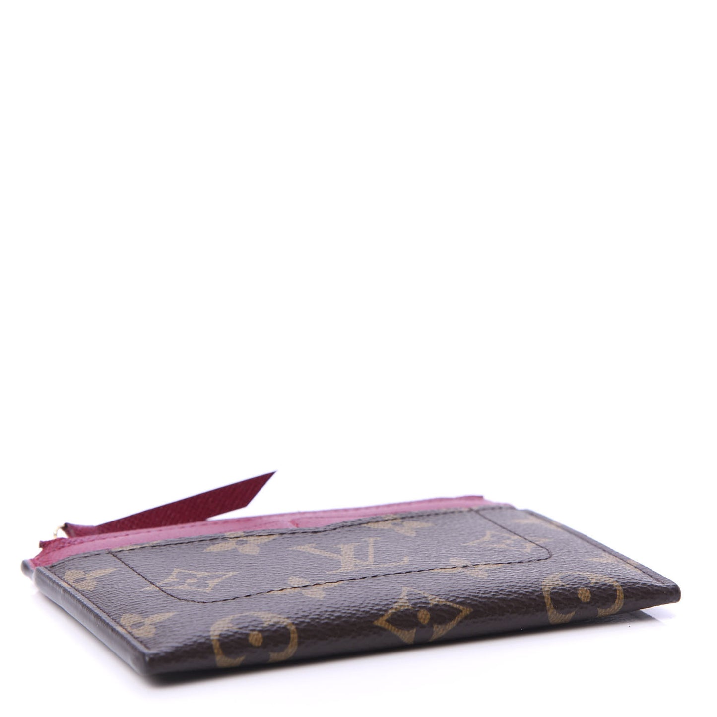Monogram Zipped Card Holder Fuchsia