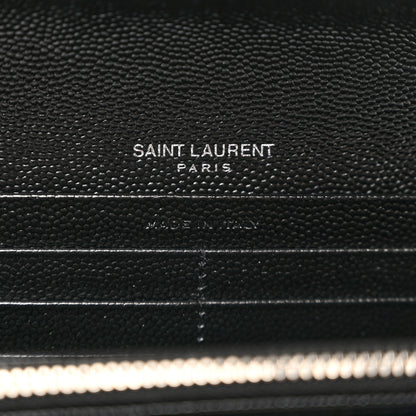 Saint Laurent Grain De Poudre Matelasse Chevron Monogram Flap Wallet Black 6 of 7