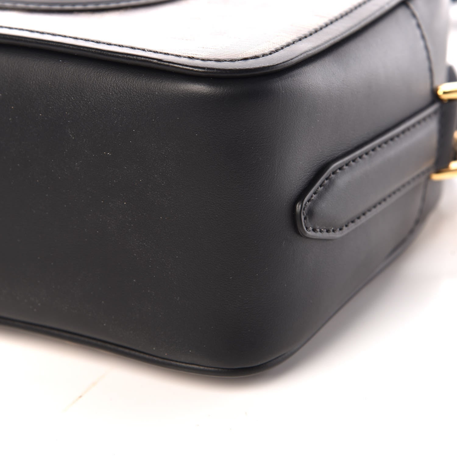 Fendi Glazed Fabric Vitello Century F is Fendi FF 1974 Stamp Patch Camera Case Mogano Panna Black 9 of 9