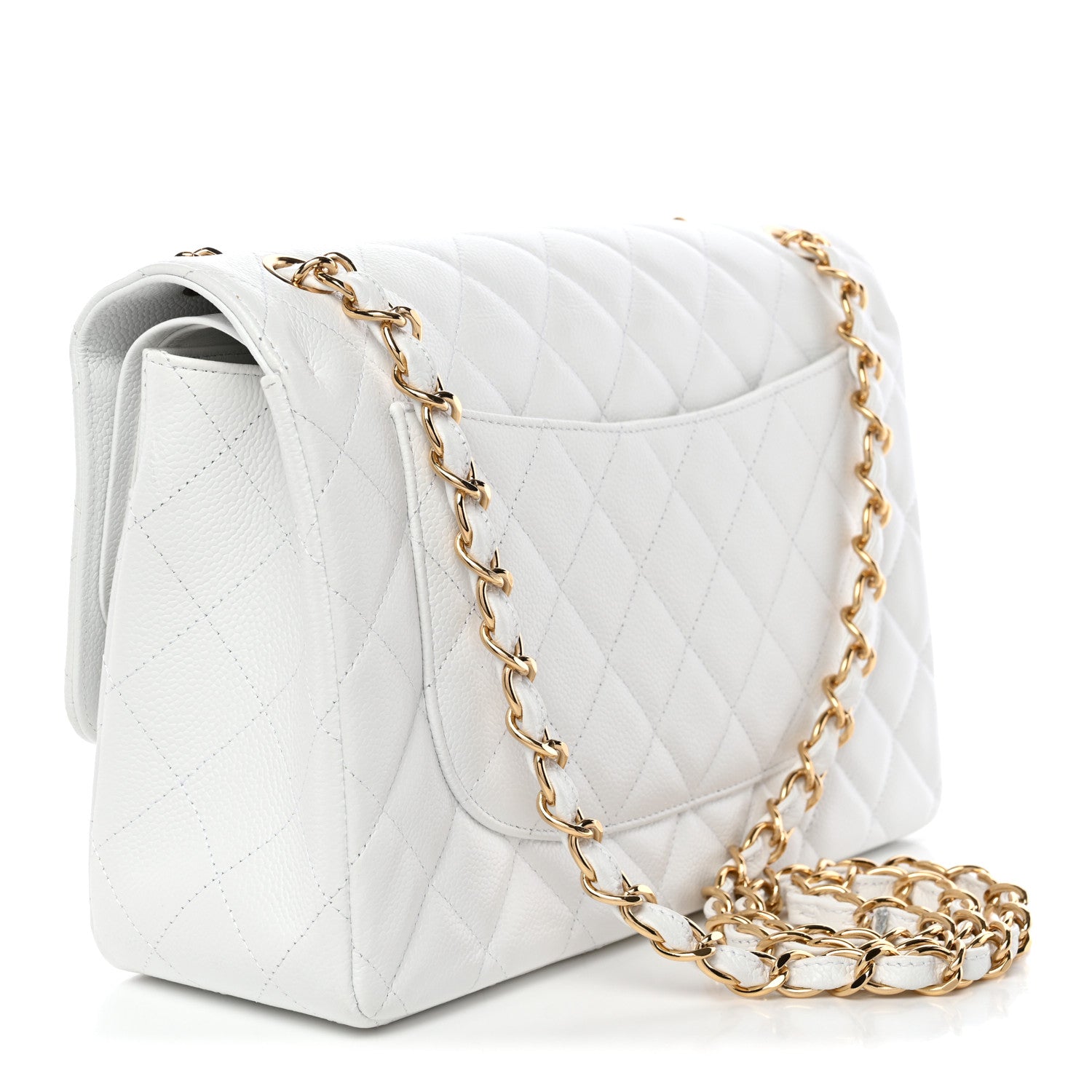 Chanel Caviar Quilted Jumbo Double Flap White 3 of 11