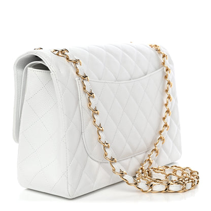 Chanel Caviar Quilted Jumbo Double Flap White 3 of 11