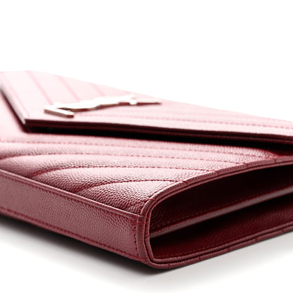 Saint Laurent Grain De Poudre Matelasse Chevron Monogram Chain Wallet Palissandre 9 of 10