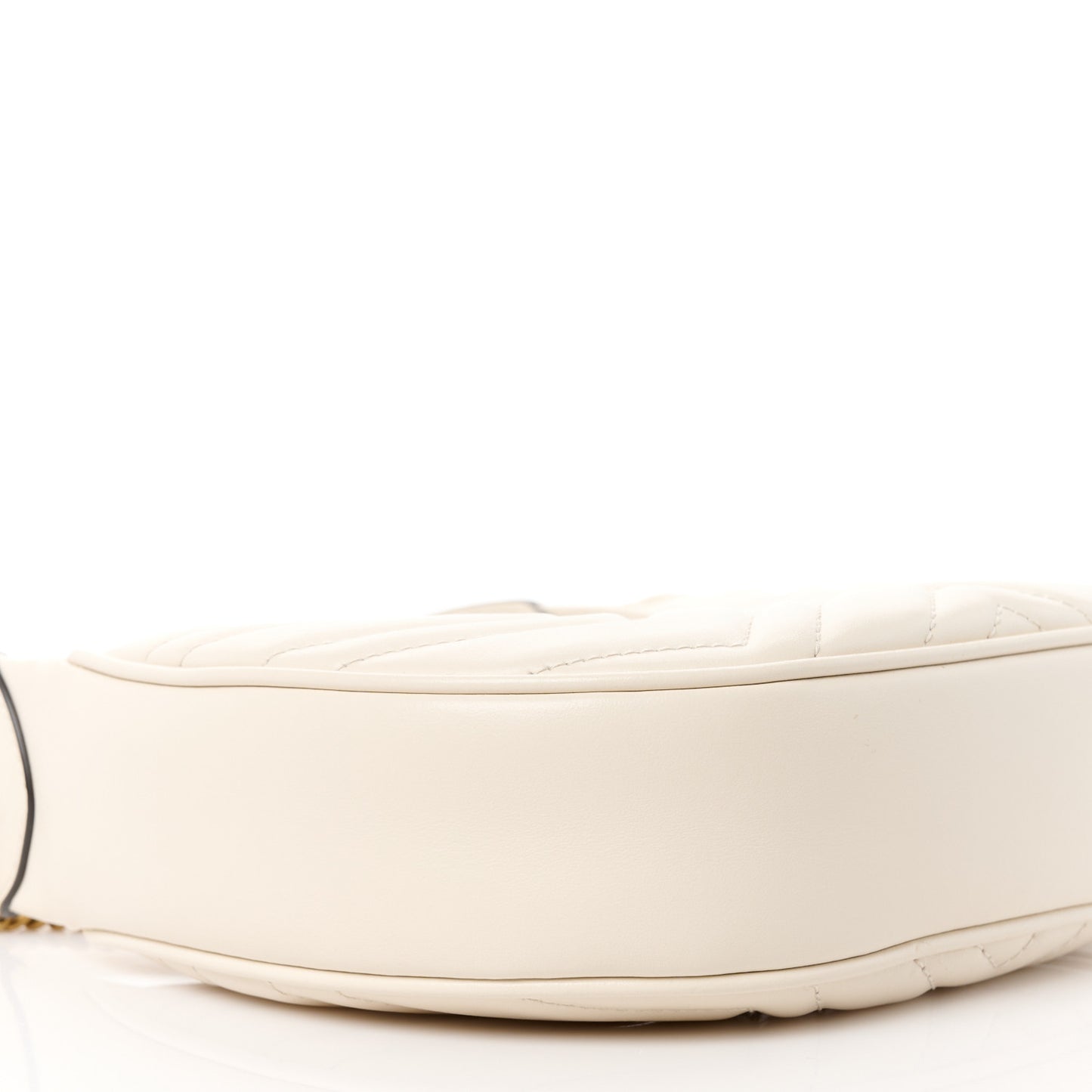 Calfskin Matelasse Chevron Mini GG Marmont Half Moon Hobo Mystic White