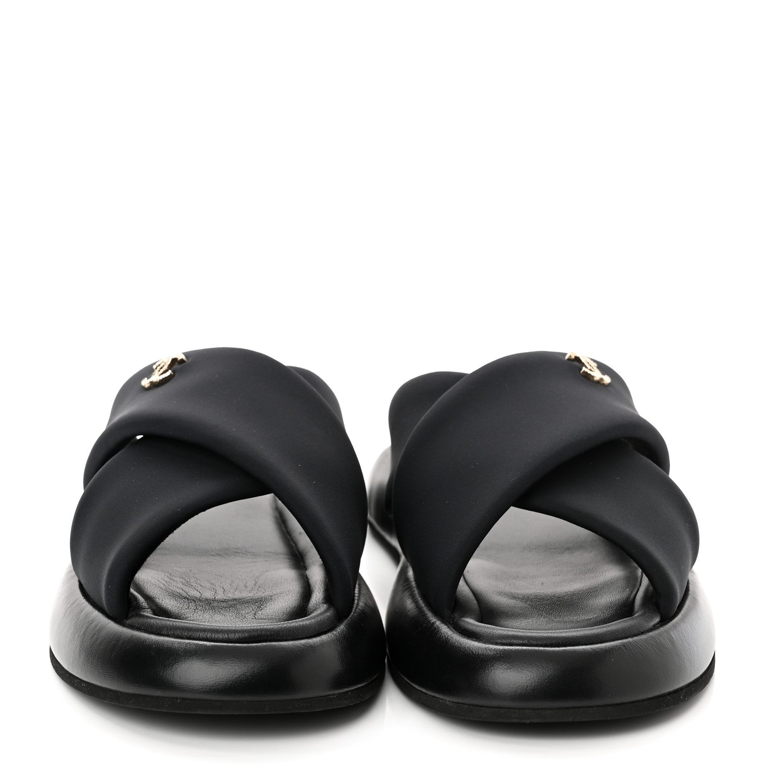 Chanel Fabric CC Mules Sandals 40 Black 2 of 9