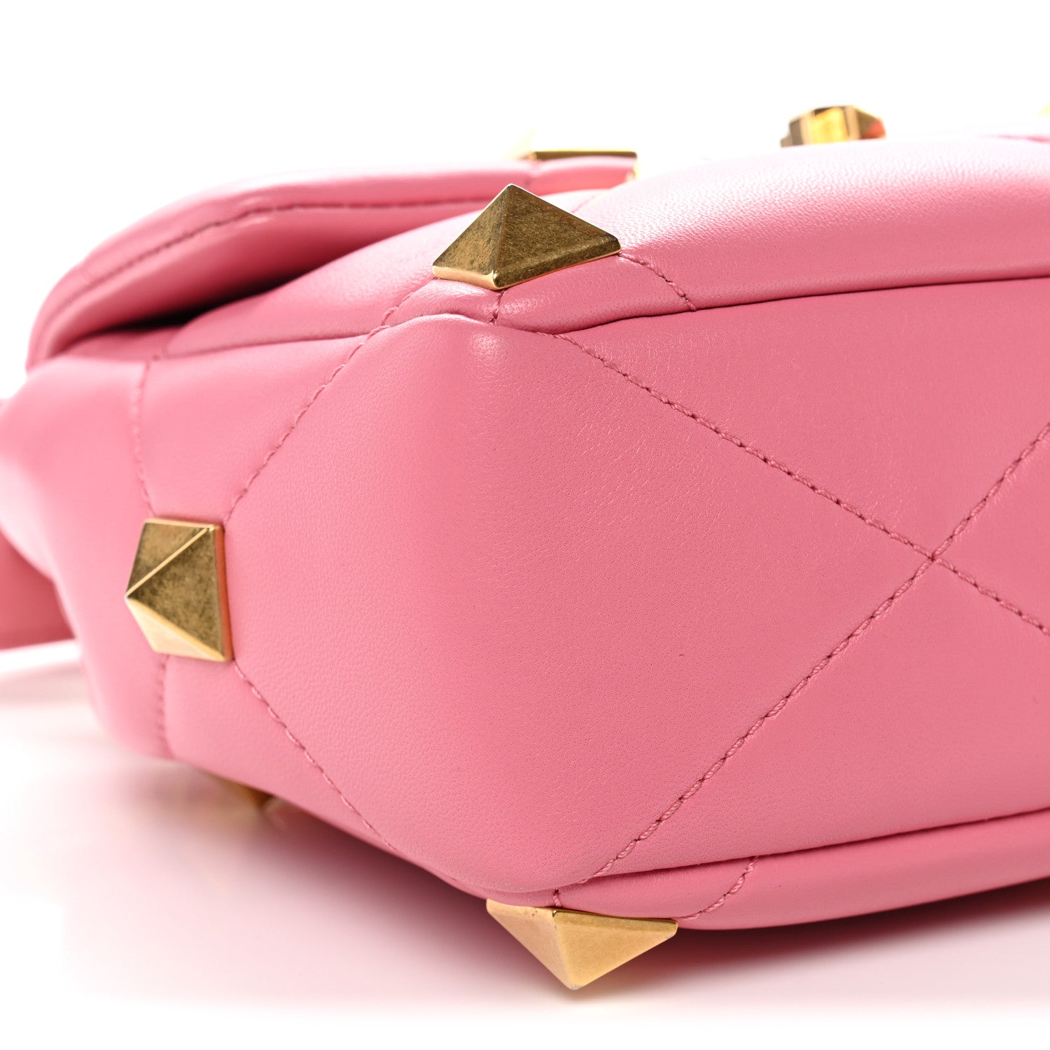Valentino Garavani Nappa Medium Roman Stud Shoulder Bag Flamingo Pink 8 of 9