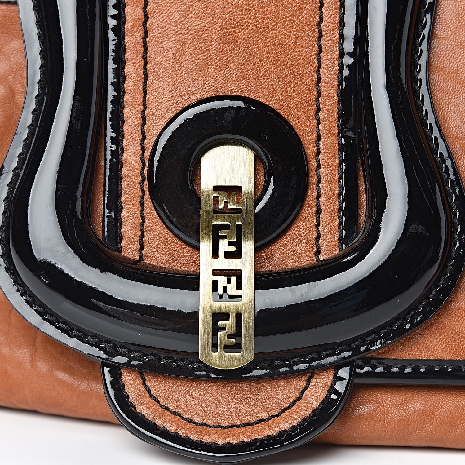 Fendi Nappa Patent B Bag Osso Black 11 of 11