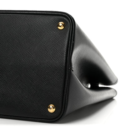 Prada Saffiano Cuir Large Double Bag Black Fuoco 11 of 14