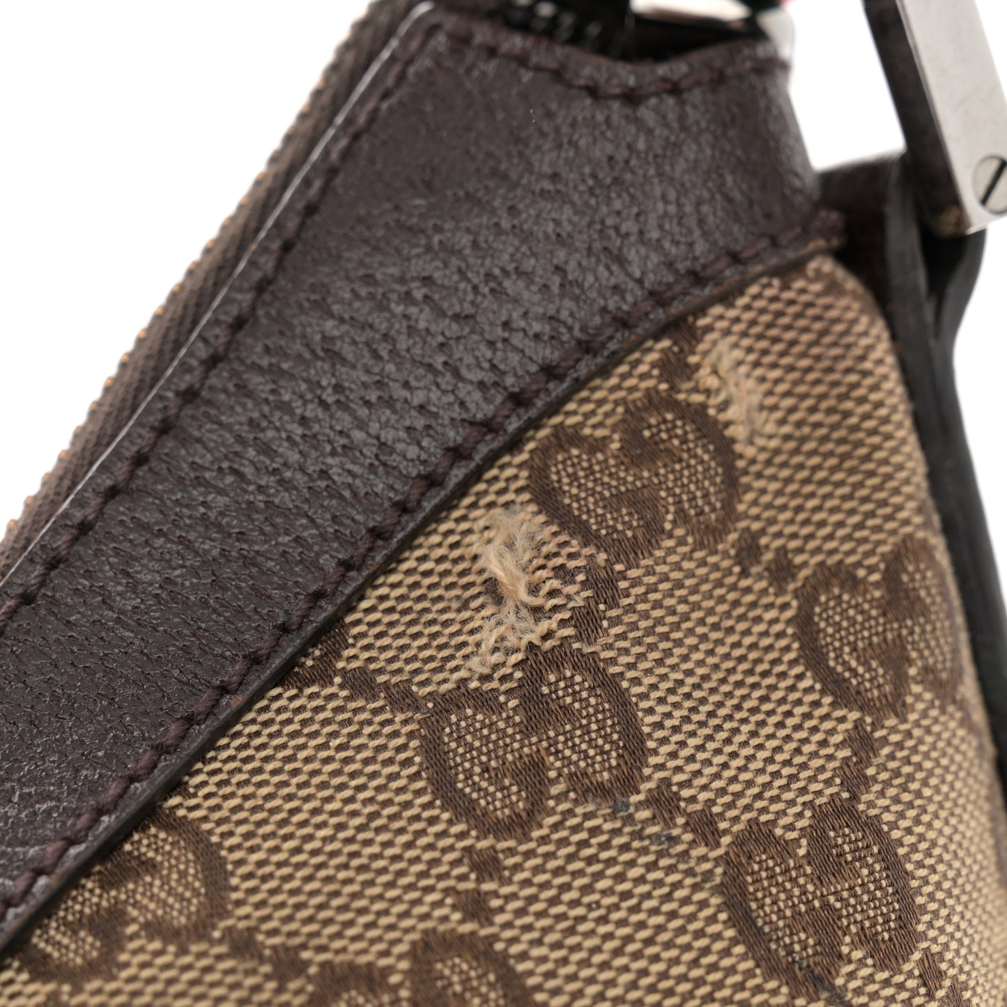 Monogram Web Medium Half Moon Hobo Dark Brown