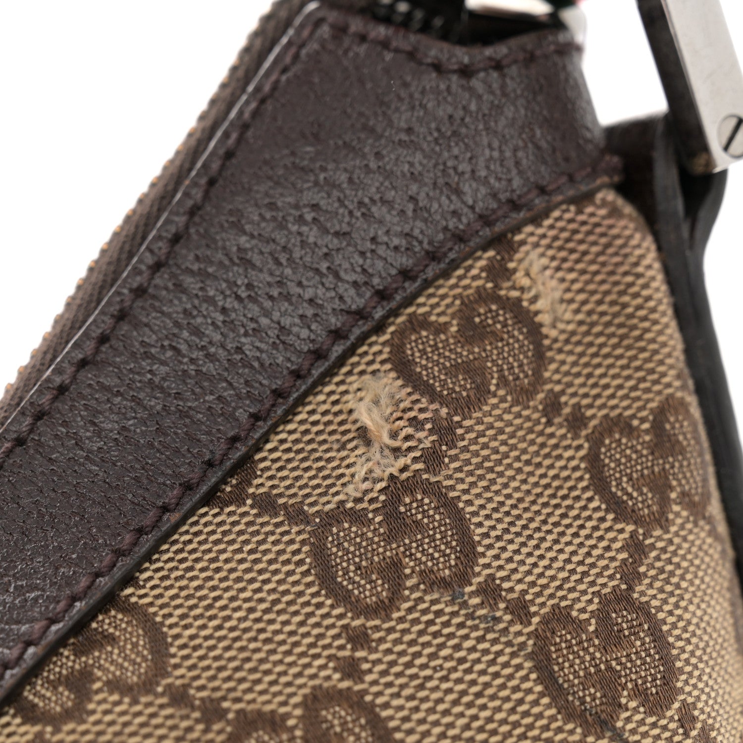Gucci Monogram Web Medium Half Moon Hobo Dark Brown 13 of 15