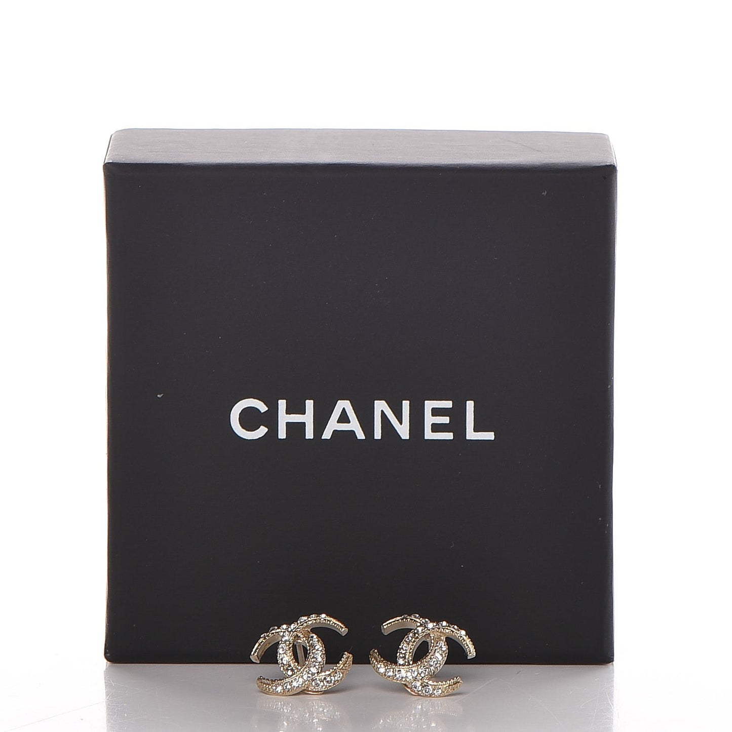 Crystal CC Moon Earrings Gold