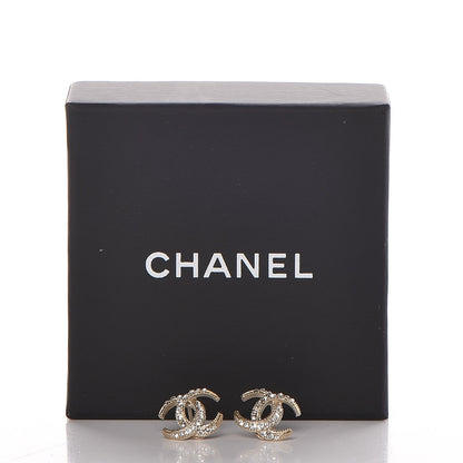 Chanel Crystal CC Moon Earrings Gold 5 of 5
