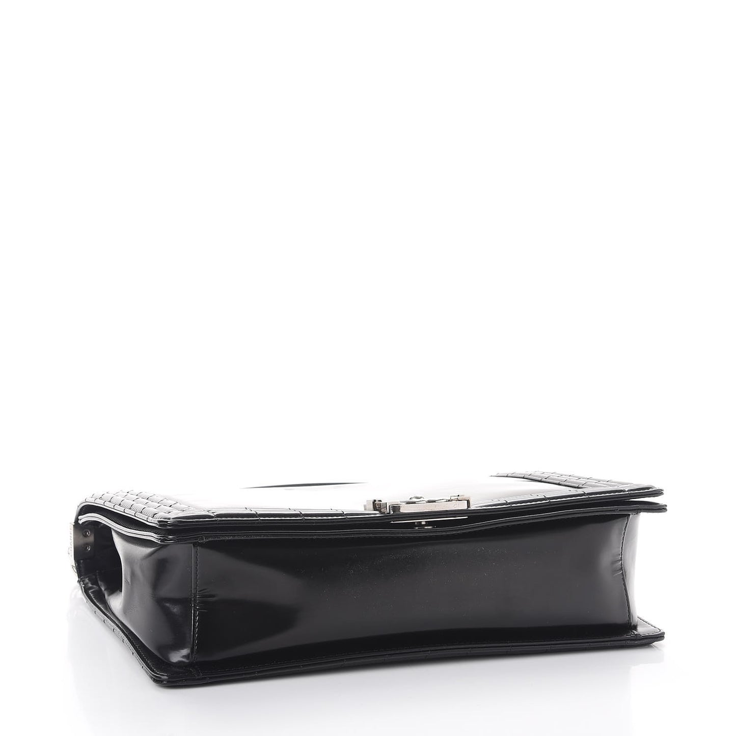 Glazed Calfskin Large Boy Flap Black