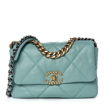 Chanel Lambskin Quilted Medium Chanel 19 Flap Light Blue 1 of 10