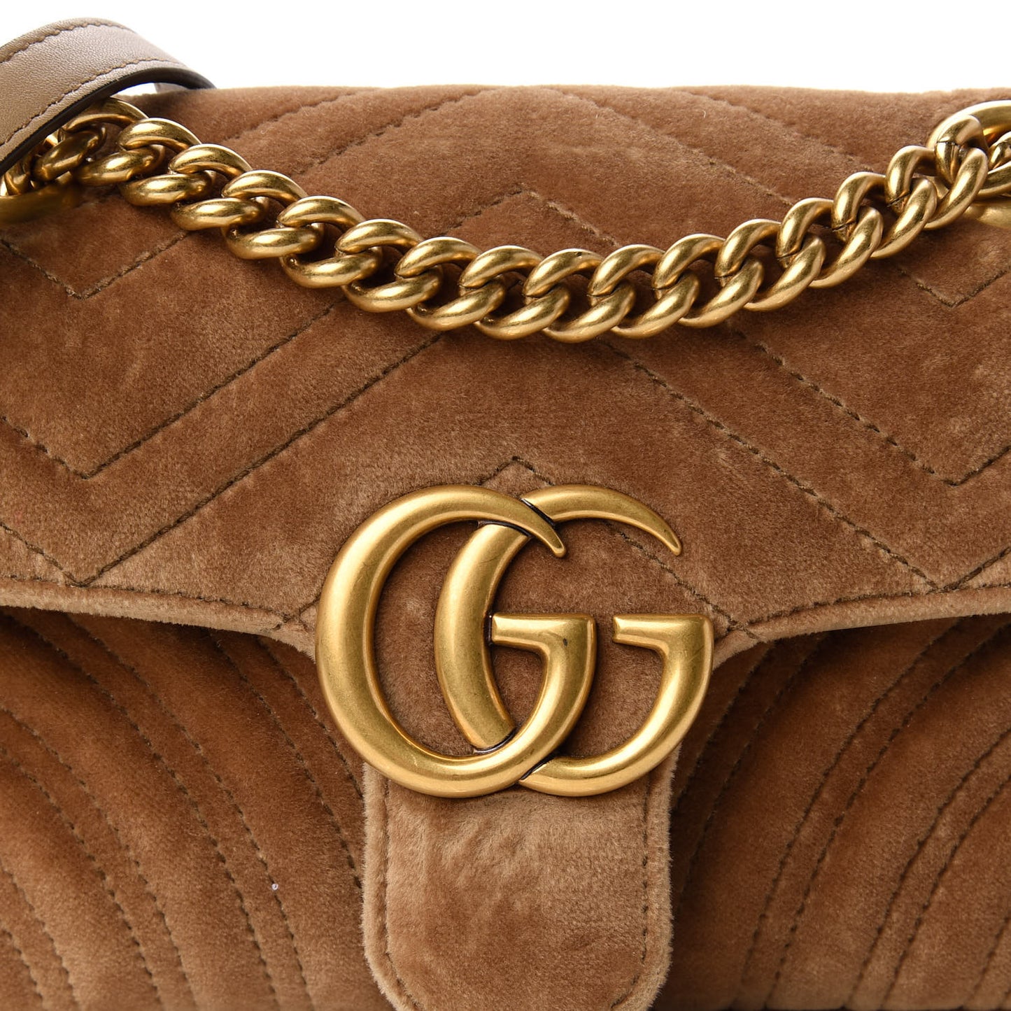 Velvet Matelasse Mini GG Marmont Shoulder Bag Taupe