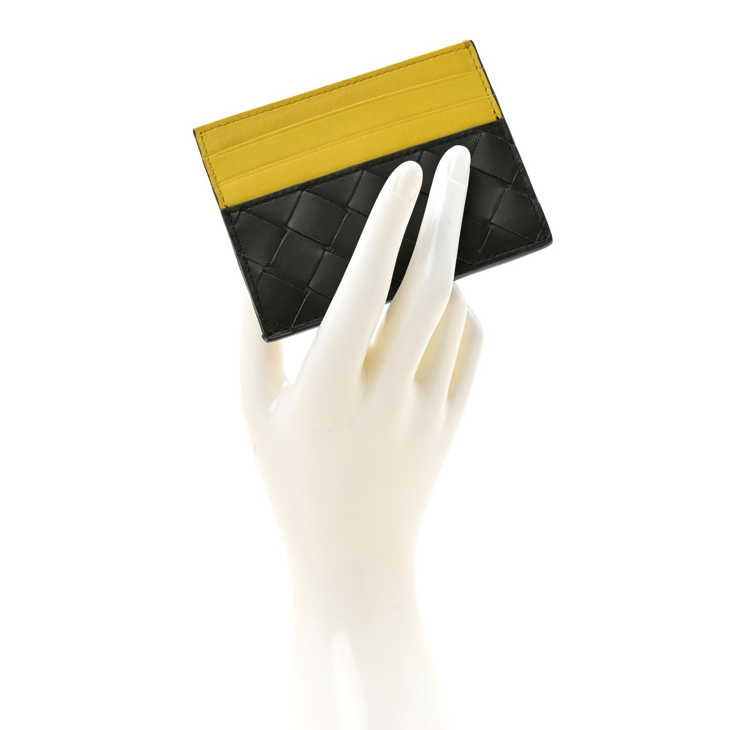 Bottega Veneta Nappa Intrecciato Card Holder Yellow Grey 2 of 8