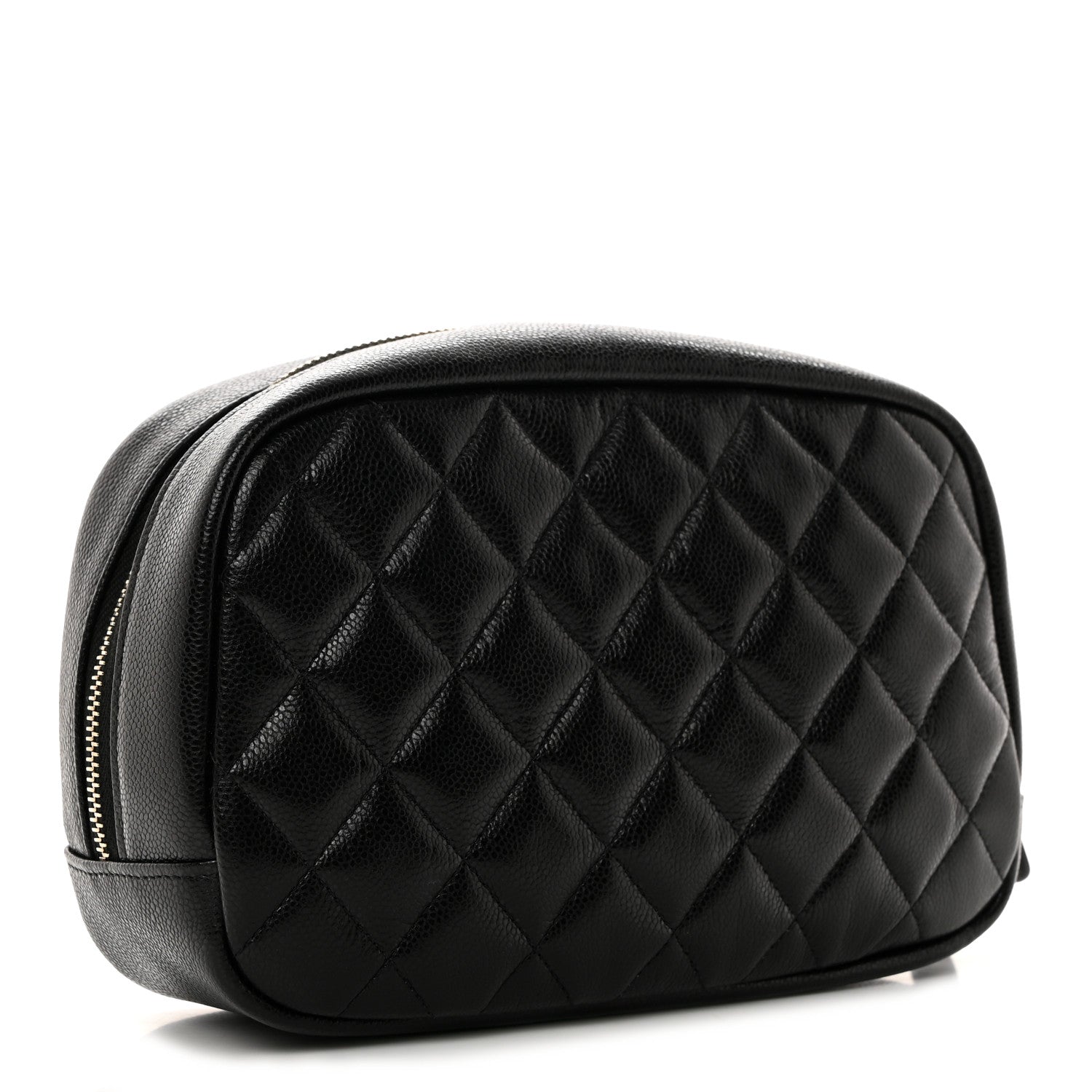 Chanel Caviar Quilted Medium Curvy Pouch Cosmetic Case Black 3 of 8