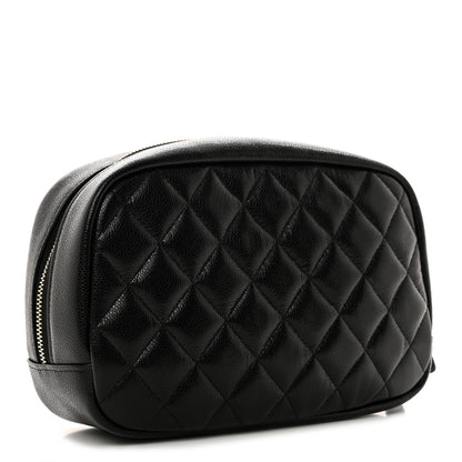 Chanel Caviar Quilted Medium Curvy Pouch Cosmetic Case Black 3 of 8