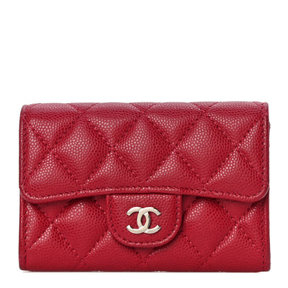 Chanel Caviar Quilted Flap Card Holder Dark Pink 1 of 10