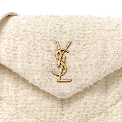 Saint Laurent Boucle Tweed Quilted Toy Loulou Puffer Monogram Chain Satchel Craie 7 of 10