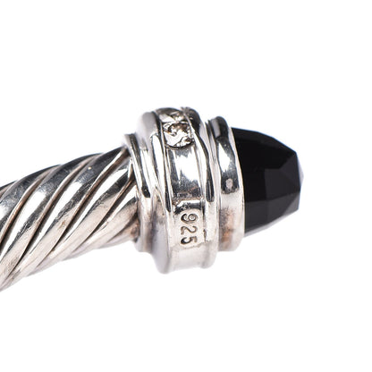 David Yurman Sterling Silver Diamond Black Onyx 5mm Cable Classics Princess Bracelet 4 of 4