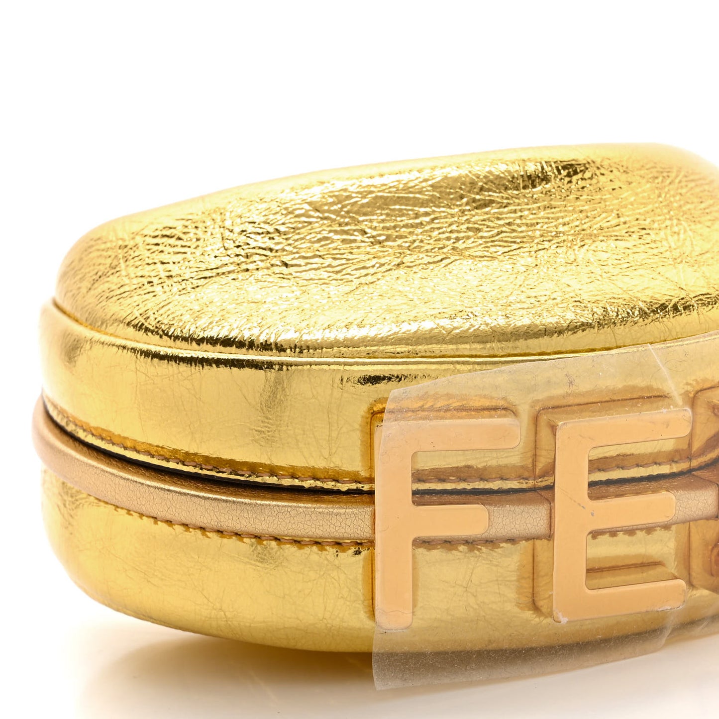 Laminated Craquele Lambskin Nano Fendigraphy Hobo Charm Gold