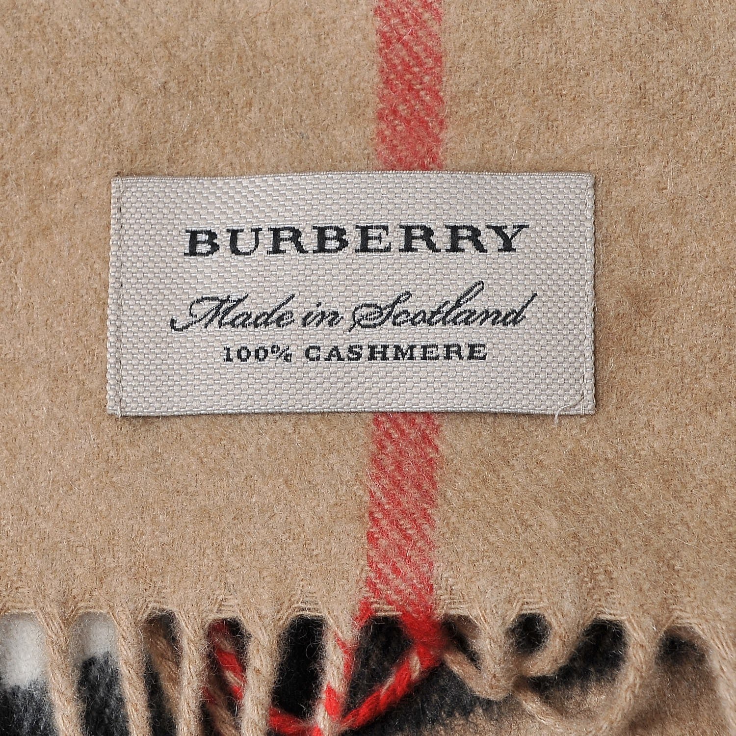 Burberry Cashmere Giant Heritage Check Fringe Scarf Camel 4 of 7