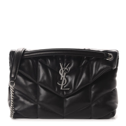 Saint Laurent Lambskin Quilted Small Loulou Puffer Monogram Chain Satchel Black 1 of 11