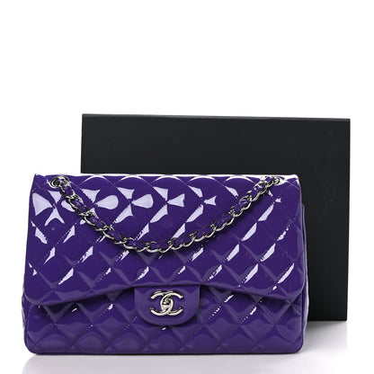 Chanel Patent Calfskin Quilted Jumbo Double Flap Purple 13 of 13