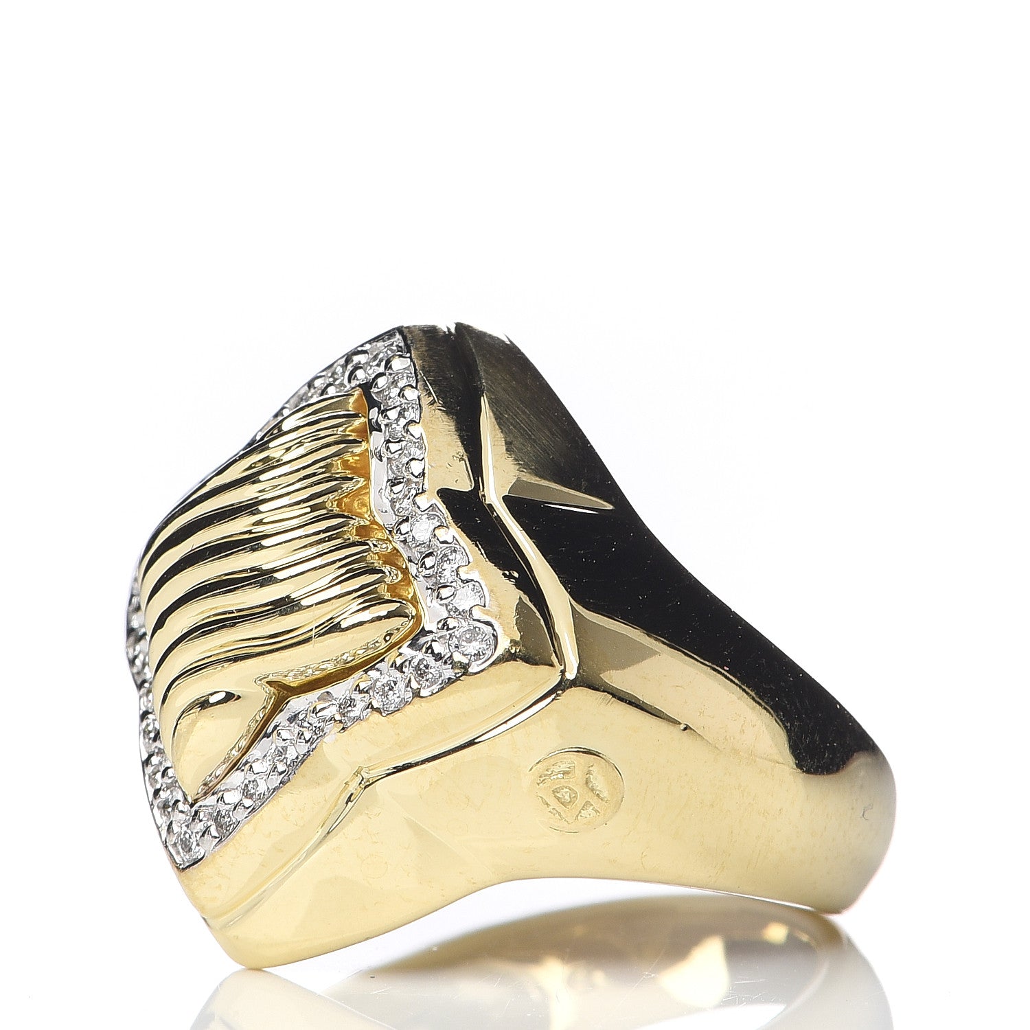 David Yurman 18K Yellow Gold Diamond 14mm Quatrefoil Ring 51 5.75 3 of 6