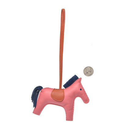 Hermes Milo Lambskin Grigri Rodeo Bag Charm MM Rose Azalee Cornaline Bleu De Malte 2 of 4