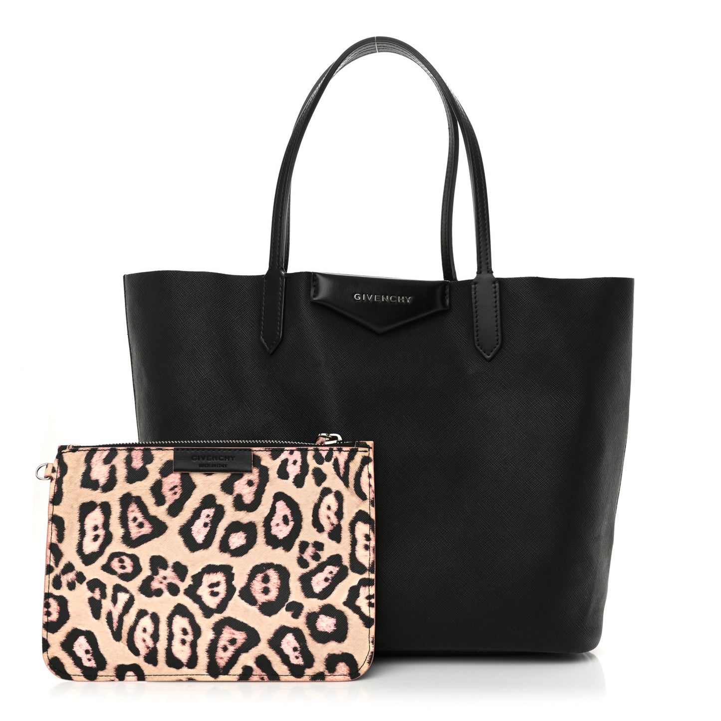 Coated Canvas Medium Antigona Tote Black