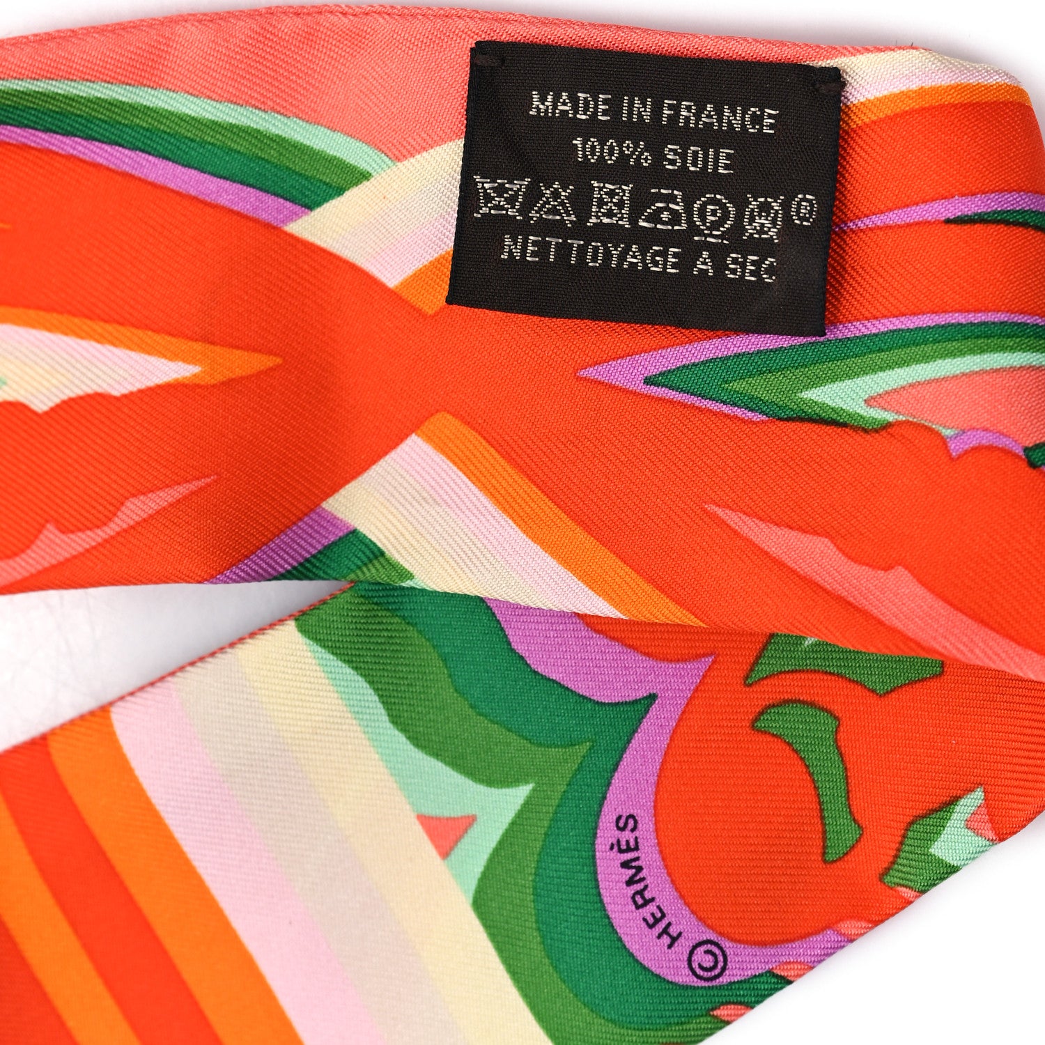 Hermes Silk Brides De Gala Shadow Twilly Orange Vert Corail 3 of 4