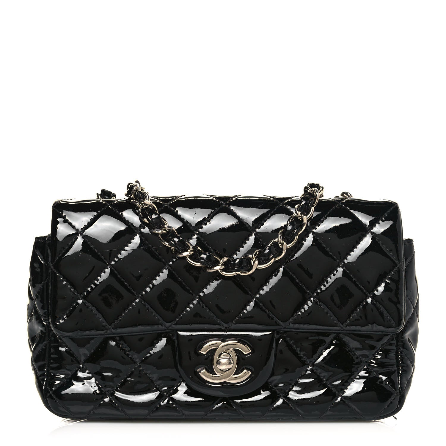 Chanel Patent Calfskin Quilted Mini Rectangular Flap Black 1 of 13